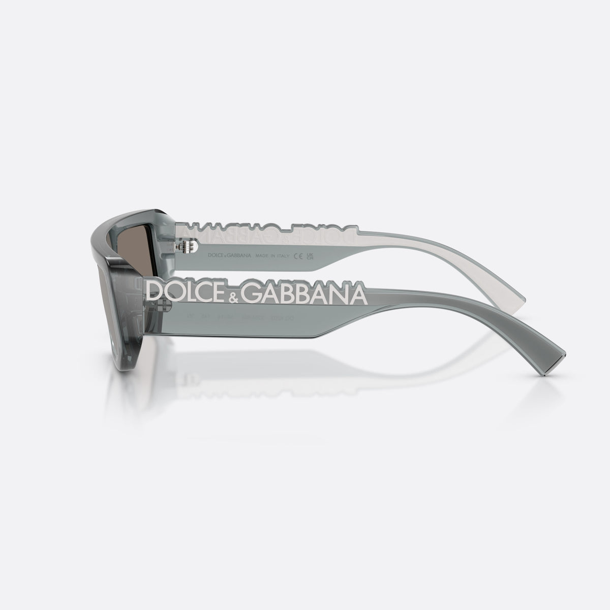 Ochelari de soare Dolce & Gabbana DG6203 32556G, rectangulari gri, unisex, punte simplă cu ramă conectată la lentile, ramă completă, vedere laterală