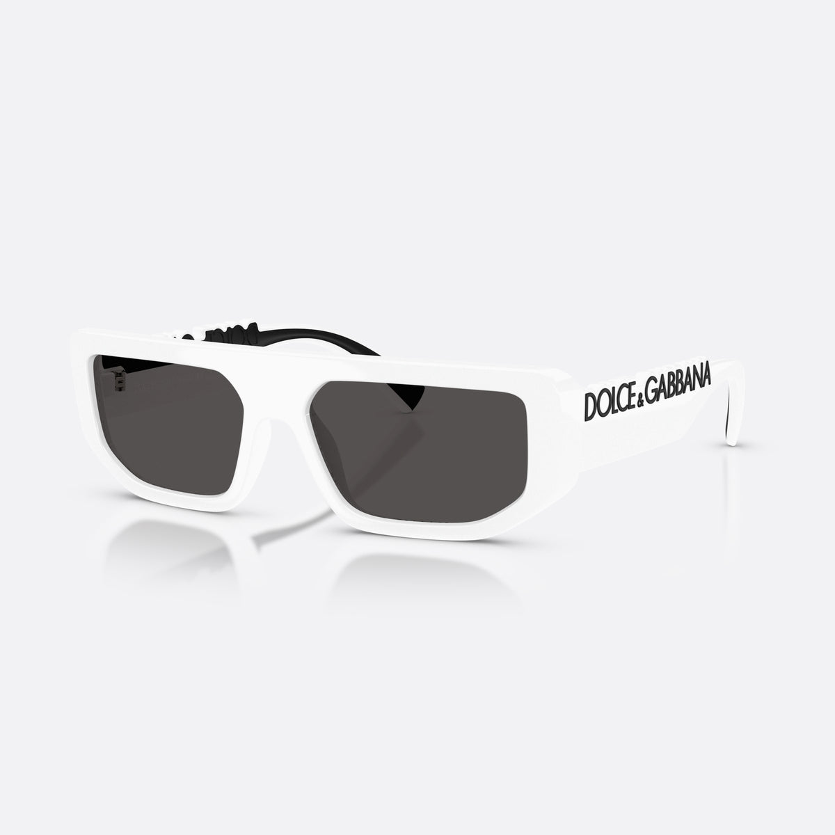 Ochelari de soare Dolce & Gabbana DG6203 331287, rectangulari alb, unisex, punte simplă, literele brandului pe brațe, ramă completă