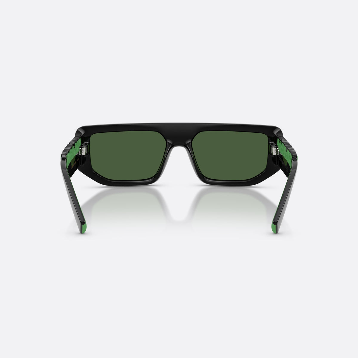 Dolce & Gabbana DG6203 501/71 sunglasses, black rectangle frame, unisex, keyhole bridge, brand lettering on the temples, back view