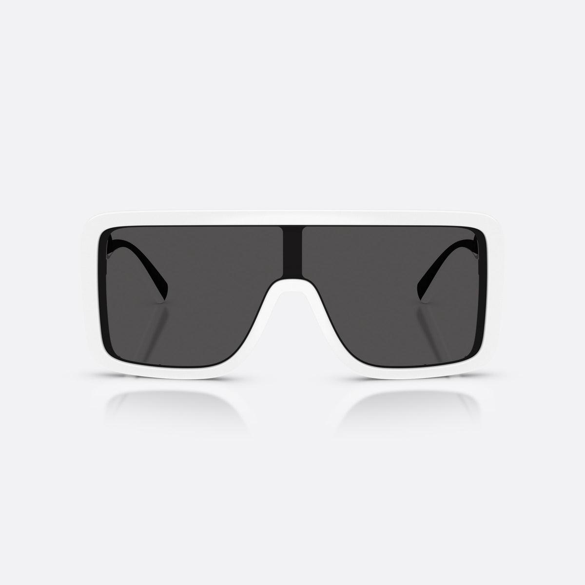 Dolce & Gabbana DG6204 331287 sunglasses, white rectangle frame, unisex, integrated bridge with central divider, black hinges, front view