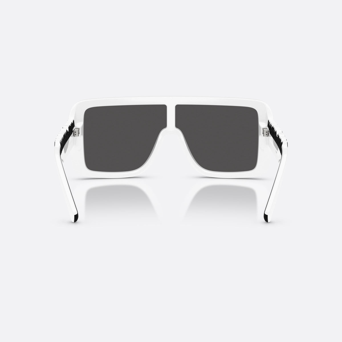 Dolce & Gabbana DG6204 331287 sunglasses, white rectangle frame, unisex, integrated bridge with central divider, black hinges, back view