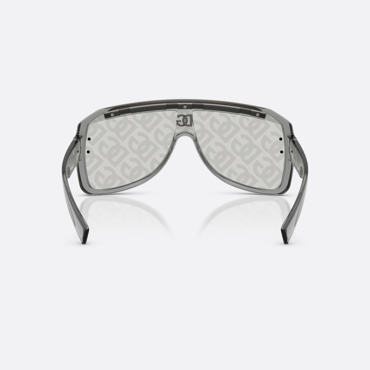 Ochelari de soare Dolce & Gabbana DG6205 3160AL, pilot gri, unisex, logo al brandului pe placă pe braț, brațe late cu nituri, vedere din spate