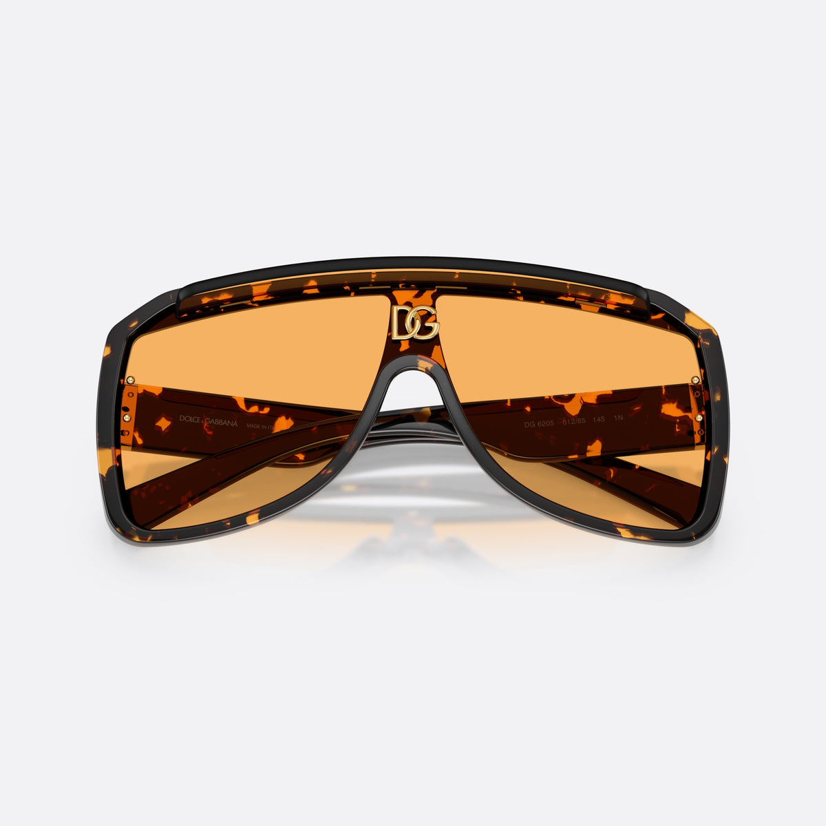 Ochelari de soare Dolce & Gabbana DG6205 512/85, pilot havana, unisex, punte integrată cu placă cu logo, logo al brandului pe punte, cu brațele pliate