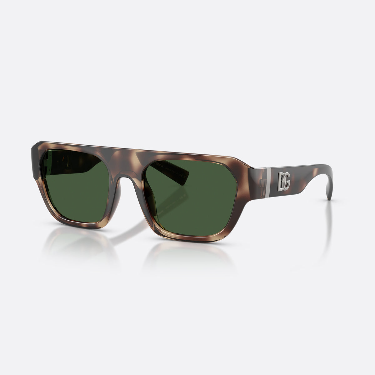 Dolce & Gabbana DG6206 344482 sunglasses, brown square frame for men, plain saddle bridge, brand logo plaque on temple
