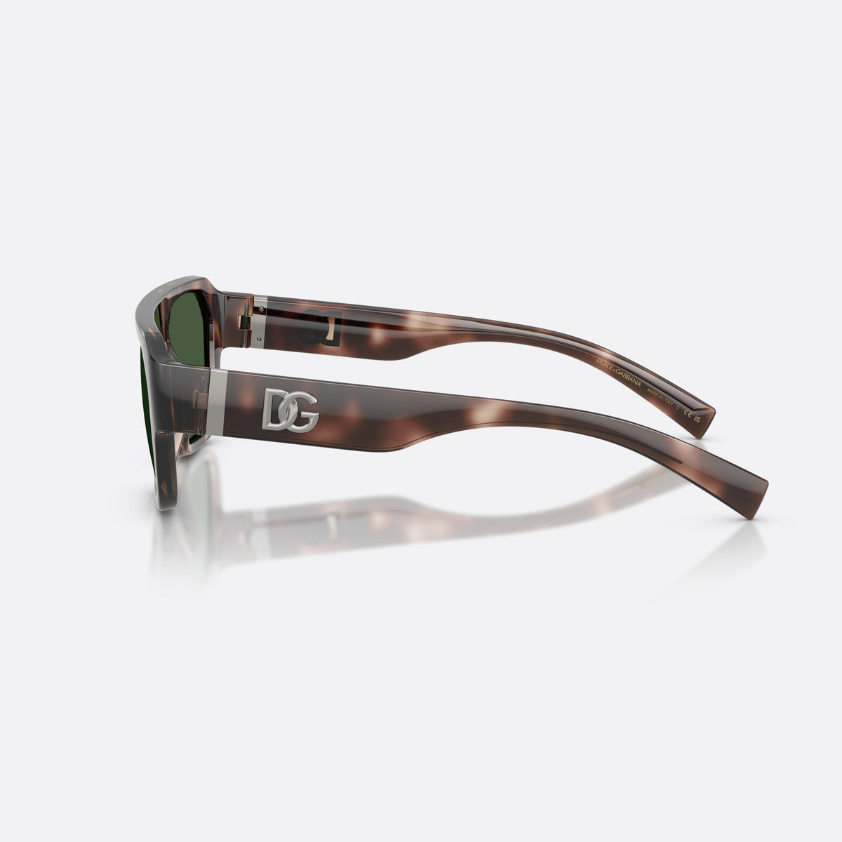 Dolce & Gabbana DG6206 344482 sunglasses, brown square frame for men, plain saddle bridge, brand logo plaque on temple, side view