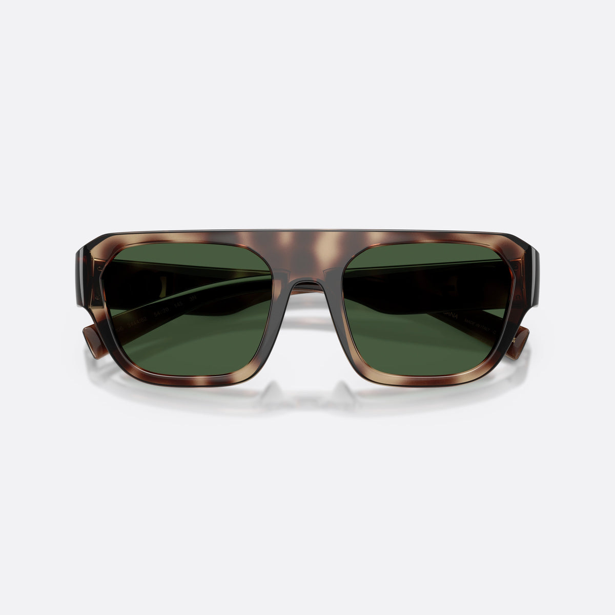 Dolce & Gabbana DG6206 344482 sunglasses, brown square frame for men, plain saddle bridge, brand logo plaque on temple, folded