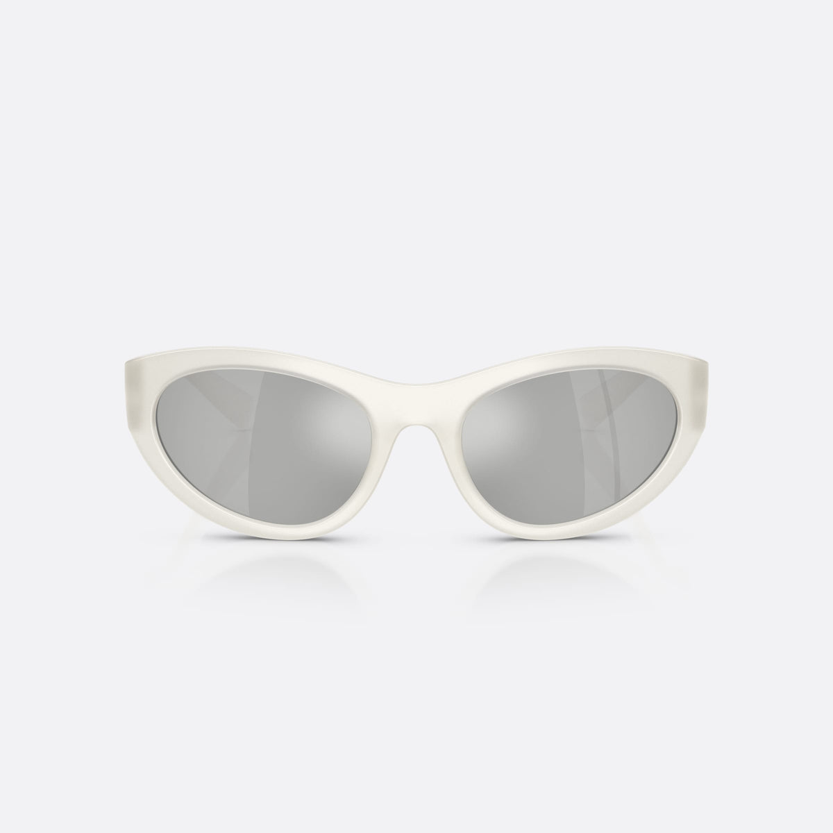 Dolce & Gabbana DG6207 30398V sunglasses, white cat eye frame for women, plain integrated bridge, brand logo plaque on temple, front view