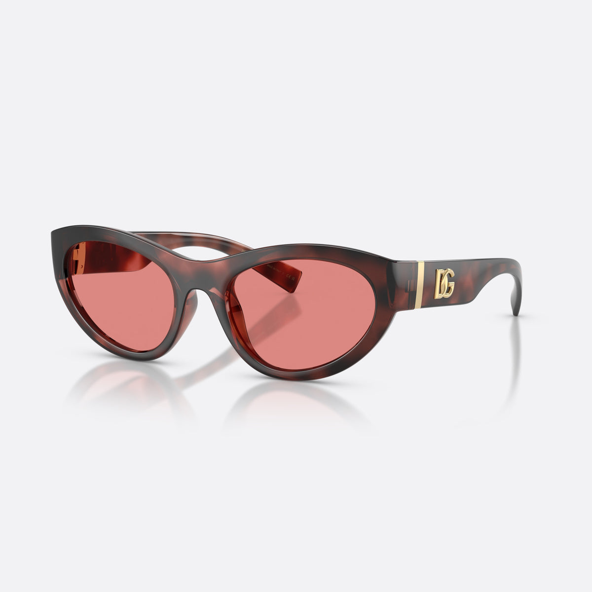 Ochelari de soare Dolce & Gabbana DG6207 347684, cat eye havana, pentru femei, punte simplă, literele brandului pe brațe