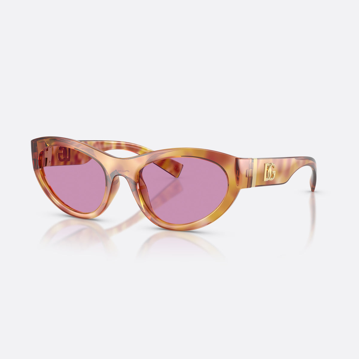 Ochelari de soare Dolce & Gabbana DG6207 34771A, cat eye violet, pentru femei, punte simplă, placă cu logoul brandului pe braț
