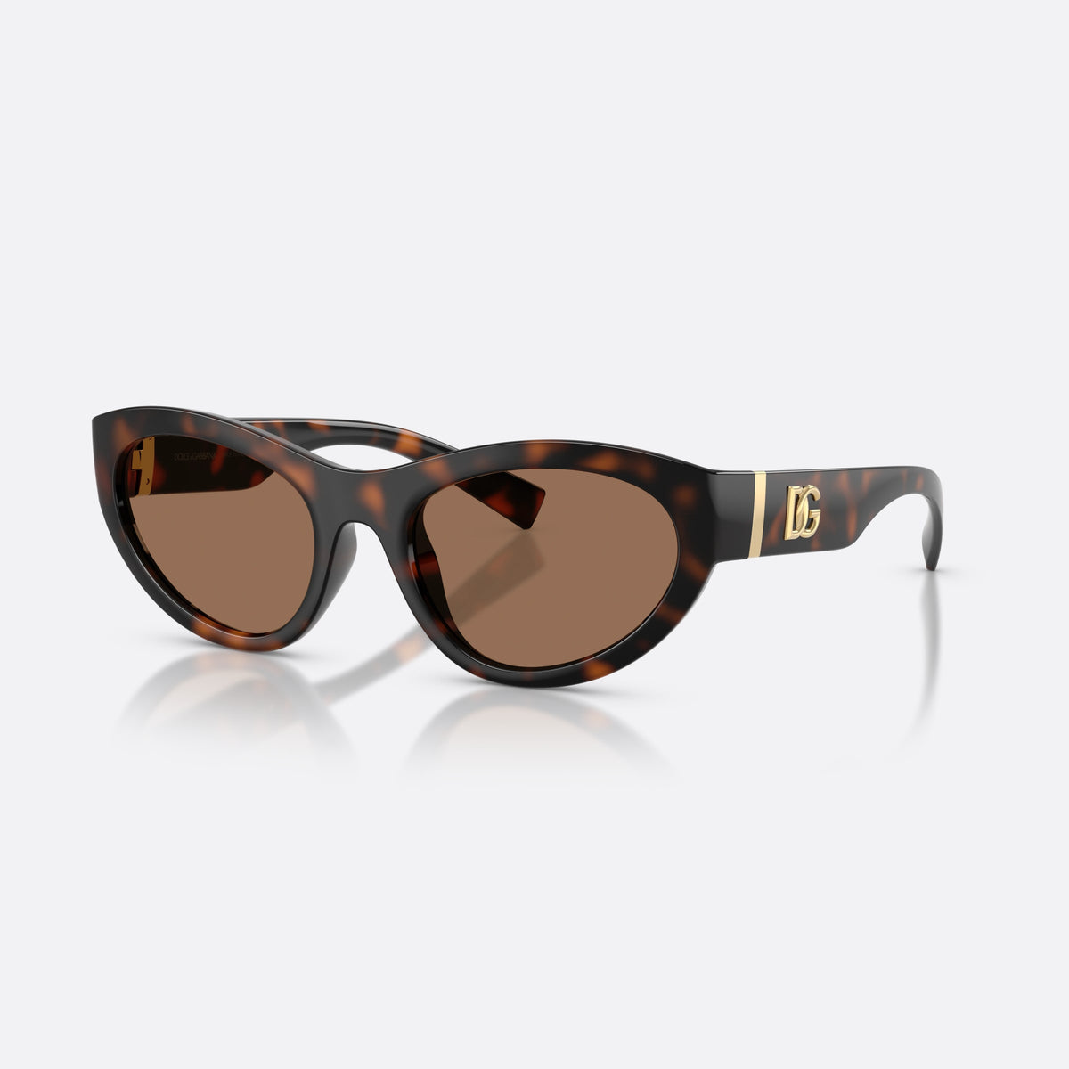 Dolce & Gabbana DG6207 502/73 sunglasses, havana cat eye frame for women, brand logo plaque on temple, full-rim thick frame