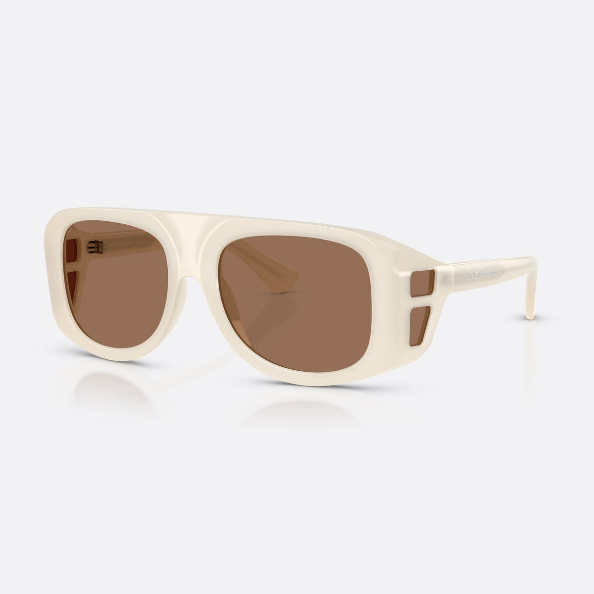Dolce & Gabbana DG6208 303973 sunglasses, white pilot frame for men, plain double bridge, brand lettering on temples