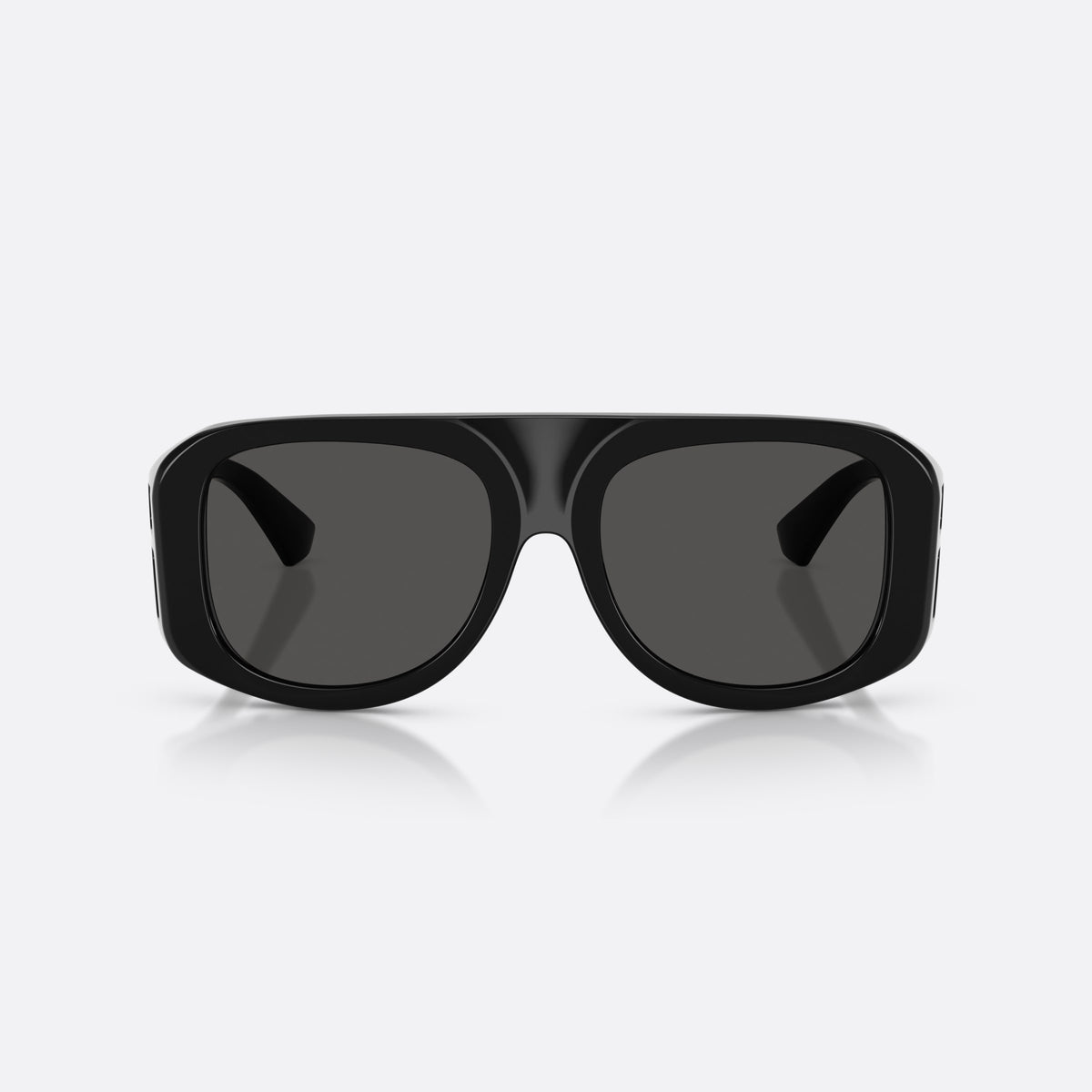 Dolce & Gabbana DG6208 501/87 sunglasses, black pilot frame for men, plain double bridge, brand lettering on temples, front view