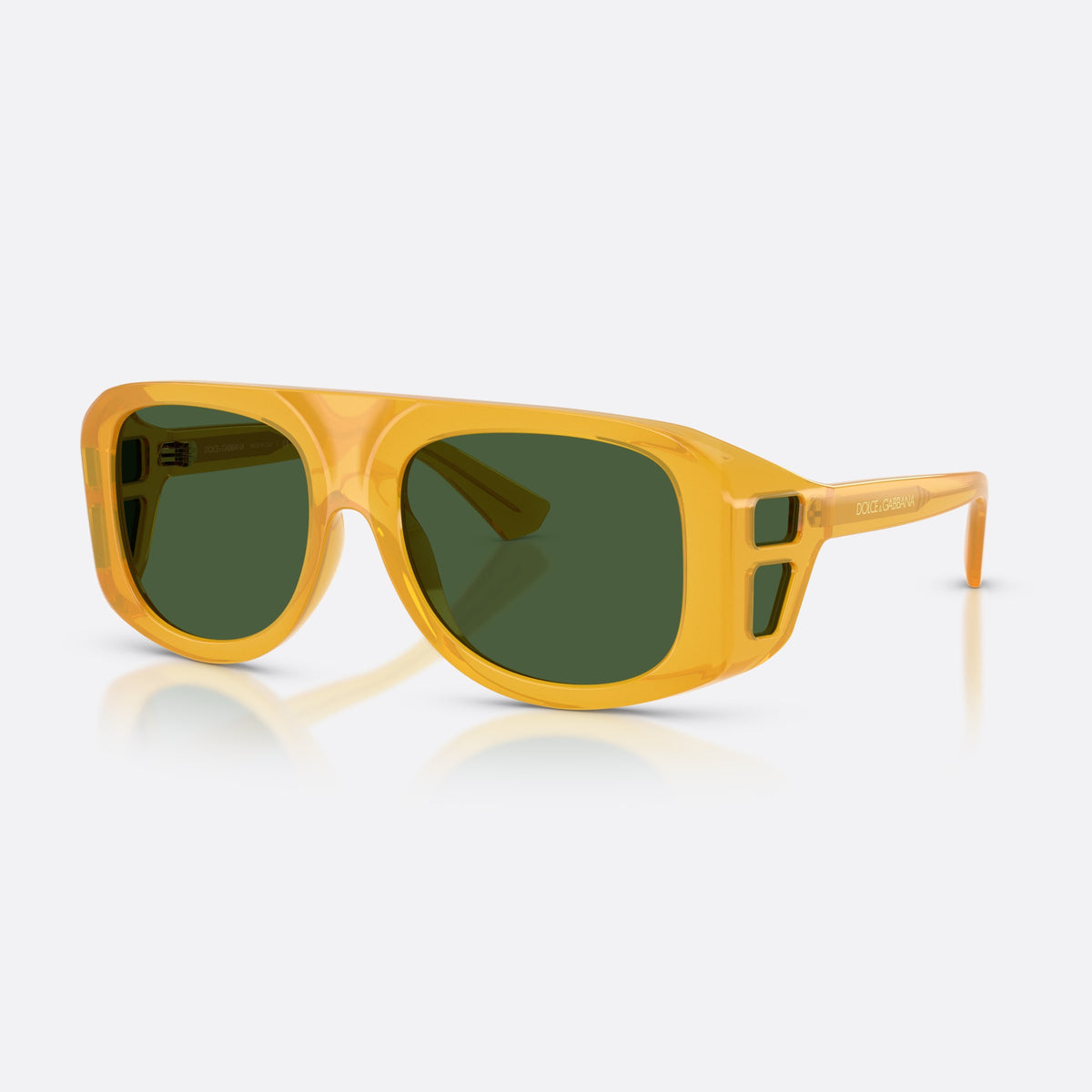 Dolce & Gabbana DG6208 652/71 sunglasses, havana pilot frame for men, plain integrated bridge, brand logo on temple