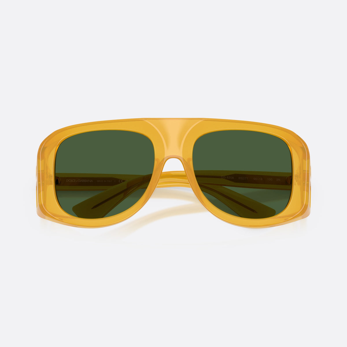 Dolce & Gabbana DG6208 652/71 sunglasses, havana pilot frame for men, plain integrated bridge, brand logo on temple, folded