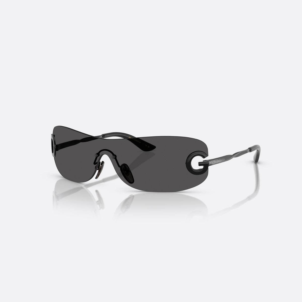 Dolce & Gabbana DX2001 01/87 sunglasses, black rectangle frame for kids, integrated metal bridge, brand lettering on temple