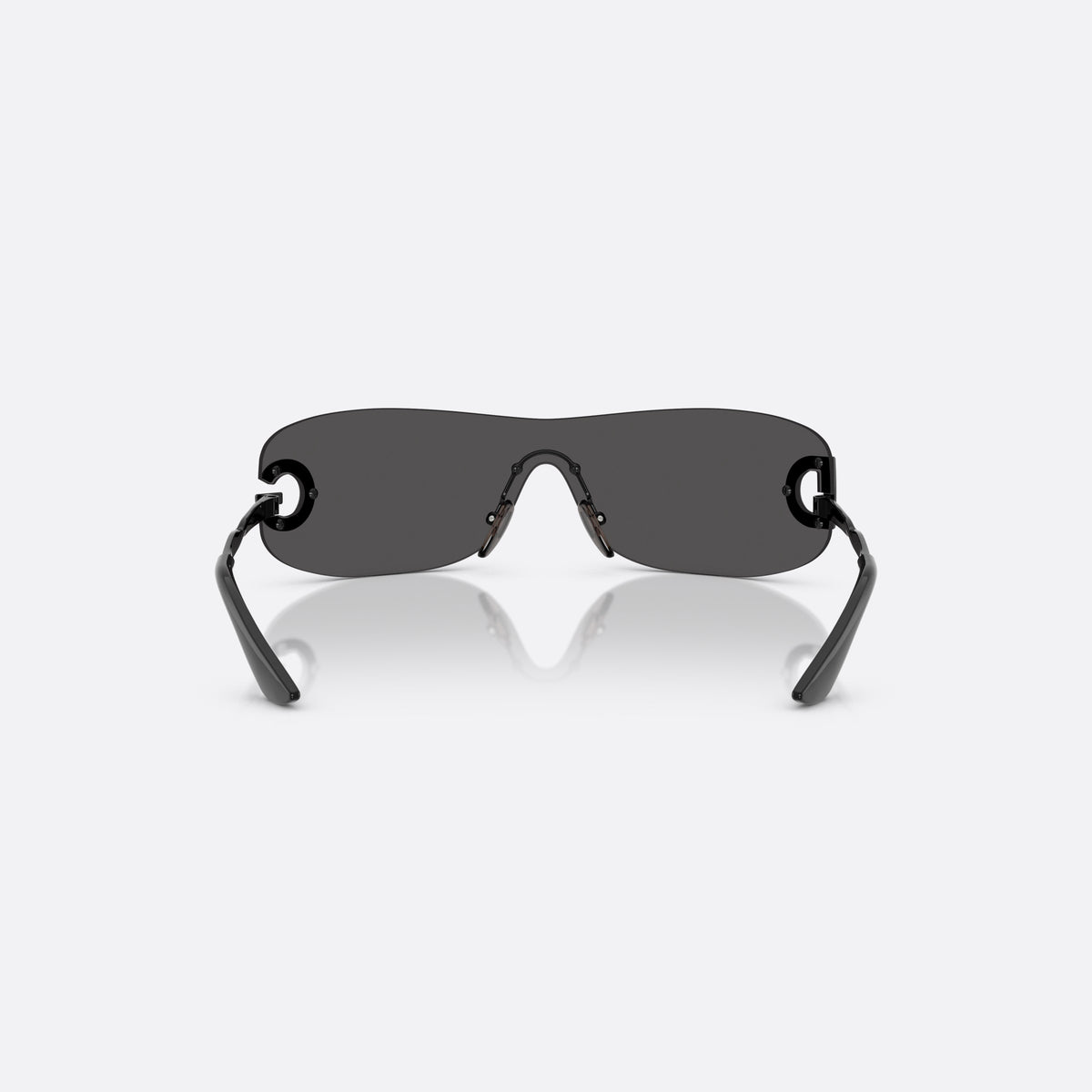 Dolce & Gabbana DX2001 01/87 sunglasses, black rectangle frame for kids, integrated metal bridge, brand lettering on temple, back view