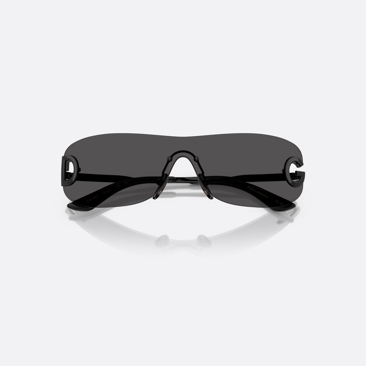 Dolce & Gabbana DX2001 01/87 sunglasses, black rectangle frame for kids, integrated metal bridge, brand lettering on temple, folded
