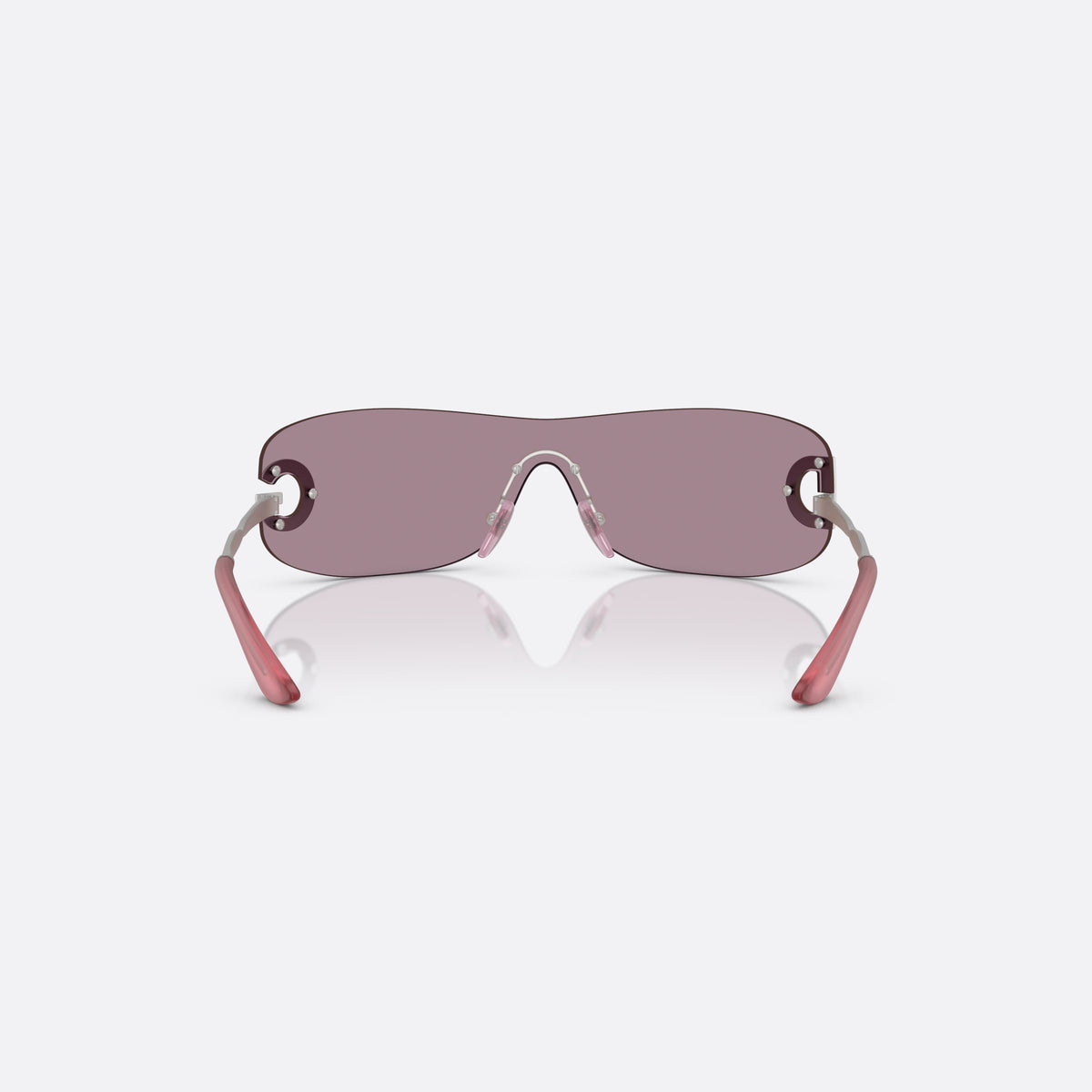 Dolce & Gabbana DX2001 13641T sunglasses, silver rectangle frame for kids, integrated bridge with two pins, pink tipped temple ends, back view