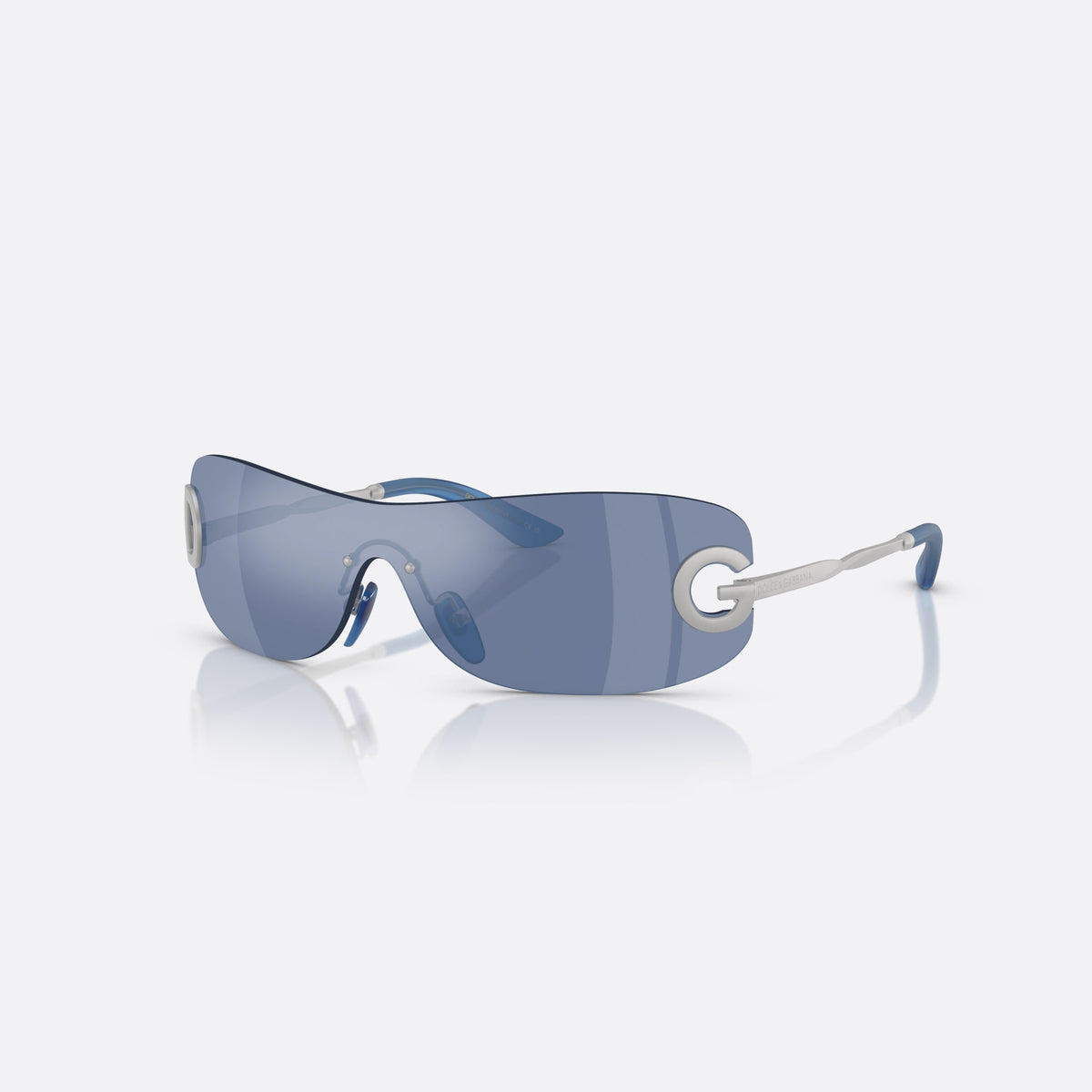 Dolce & Gabbana DX2001 13641U sunglasses, silver rectangle frame for kids, integrated bridge with metal pads, slim tapered temples