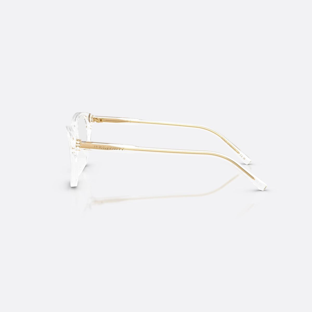 Rame ochelari de vedere Dolce & Gabbana DX3002 3133, cat eye transparent, pentru copii, punte simplă, literele brandului pe brațe, ramă completă, vedere laterală