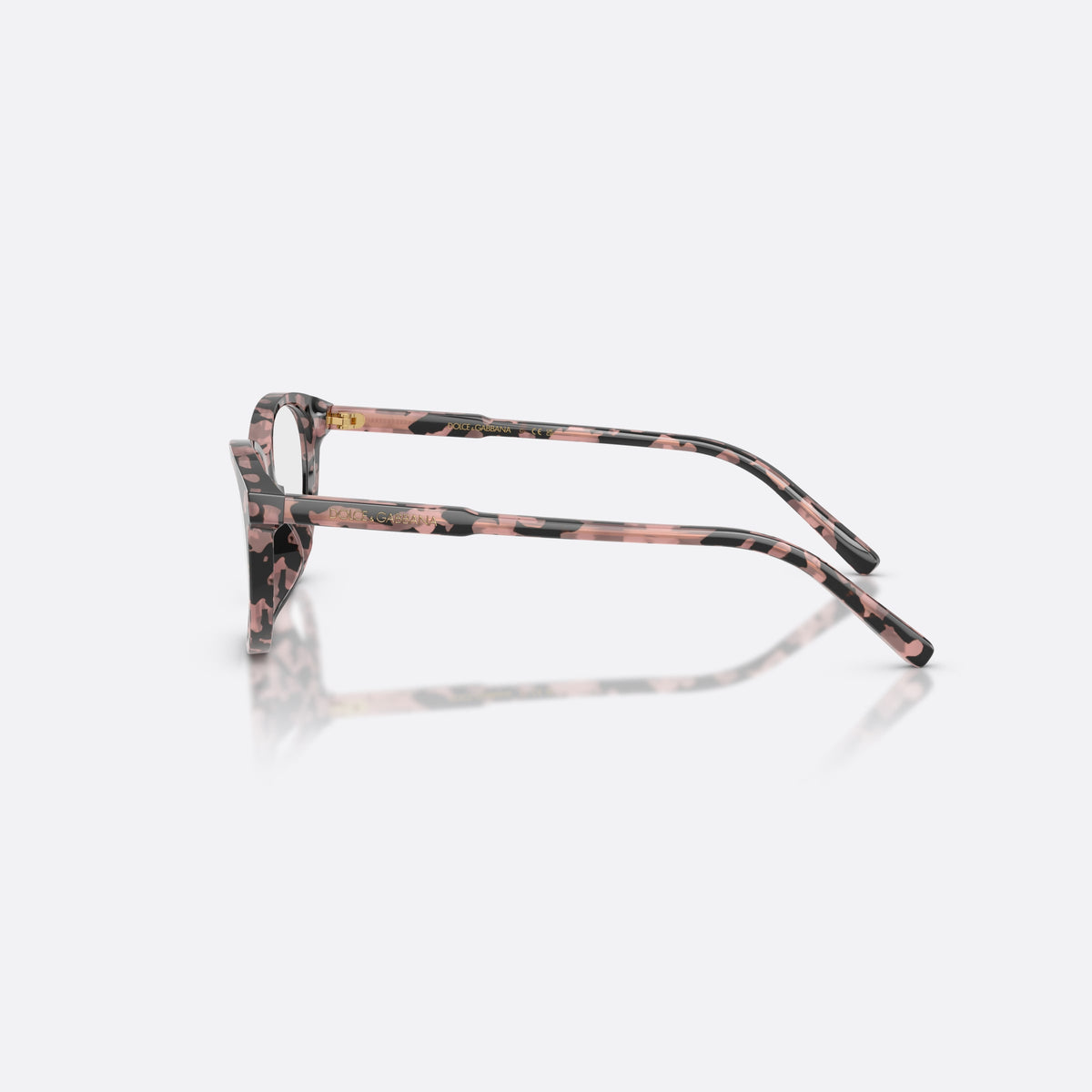 Rame ochelari de vedere Dolce & Gabbana DX3002 3476, cat eye havana, pentru copii, punte integrată simplă, literele brandului pe brațe, vedere laterală