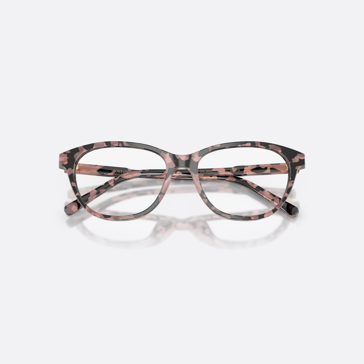 Rame ochelari de vedere Dolce & Gabbana DX3002 3476, cat eye havana, pentru copii, punte integrată simplă, literele brandului pe brațe, cu brațele pliate