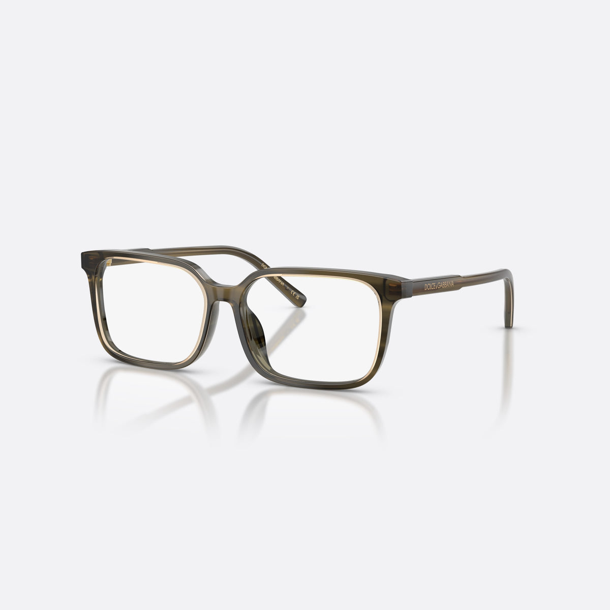Dolce & Gabbana DX3003 3480 eyeglasses, green square frame for kids, plain bridge, brand lettering on temples, full-rim frame