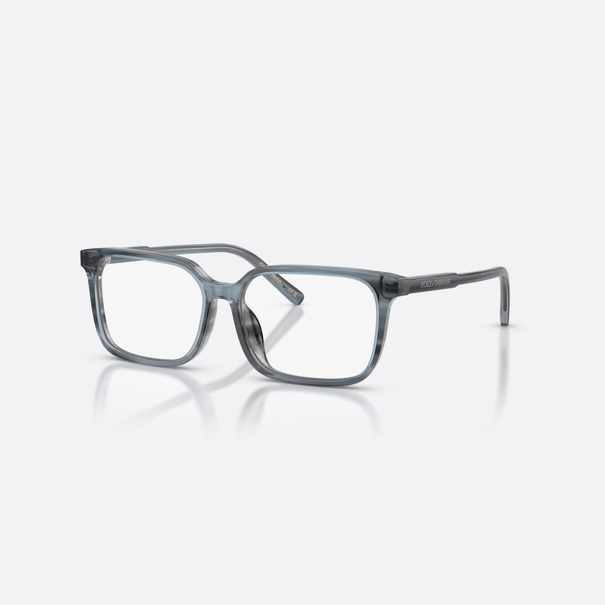 Dolce & Gabbana DX3003 3482 eyeglasses, blue square frame for kids, plain bridge, brand lettering on temples