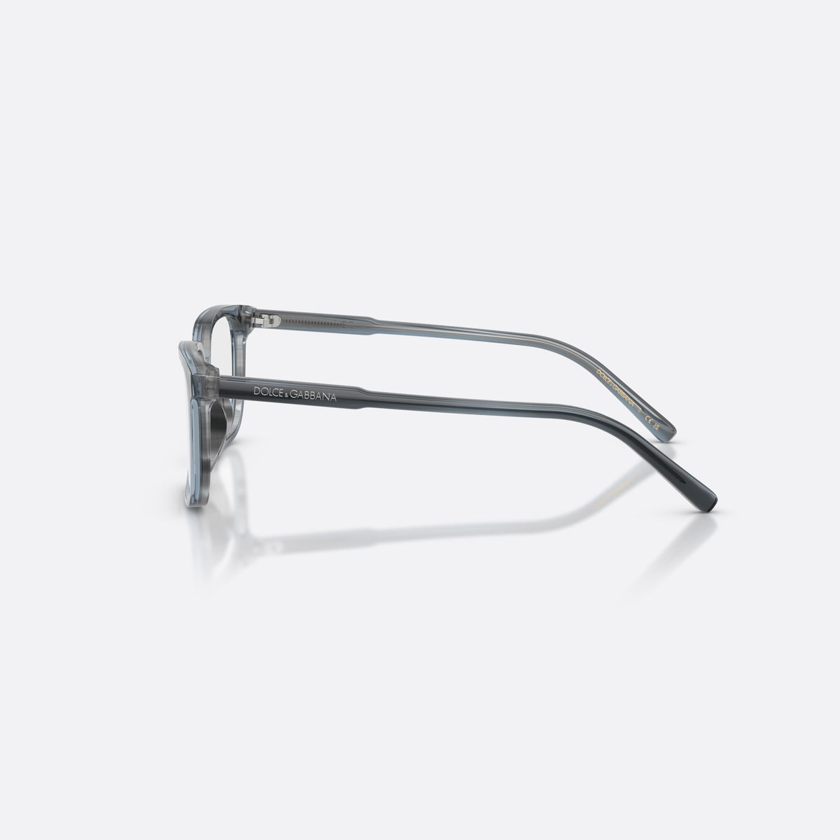 Dolce & Gabbana DX3003 3482 eyeglasses, blue square frame for kids, plain bridge, brand lettering on temples, side view