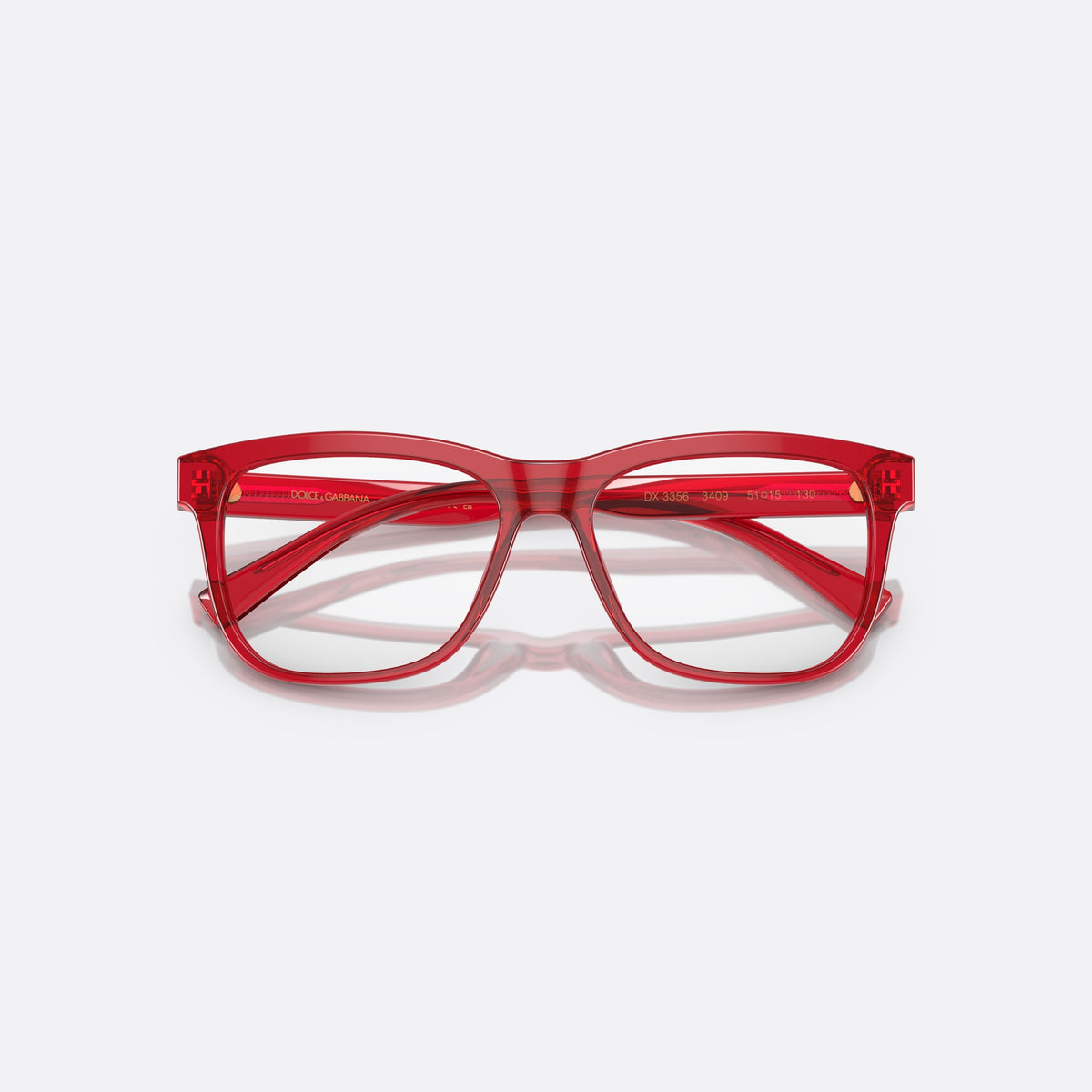 Rame ochelari de vedere Dolce & Gabbana DX3356 3409, rectangulari roșu, pentru copii, punte simplă, literele brandului pe brațe, ramă completă, cu brațele pliate
