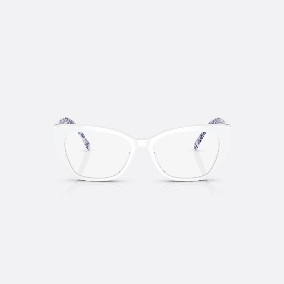 Dolce & Gabbana DX3357 3371 eyeglasses, white cat eye frame for kids, plain integrated bridge, brand lettering on temples, front view