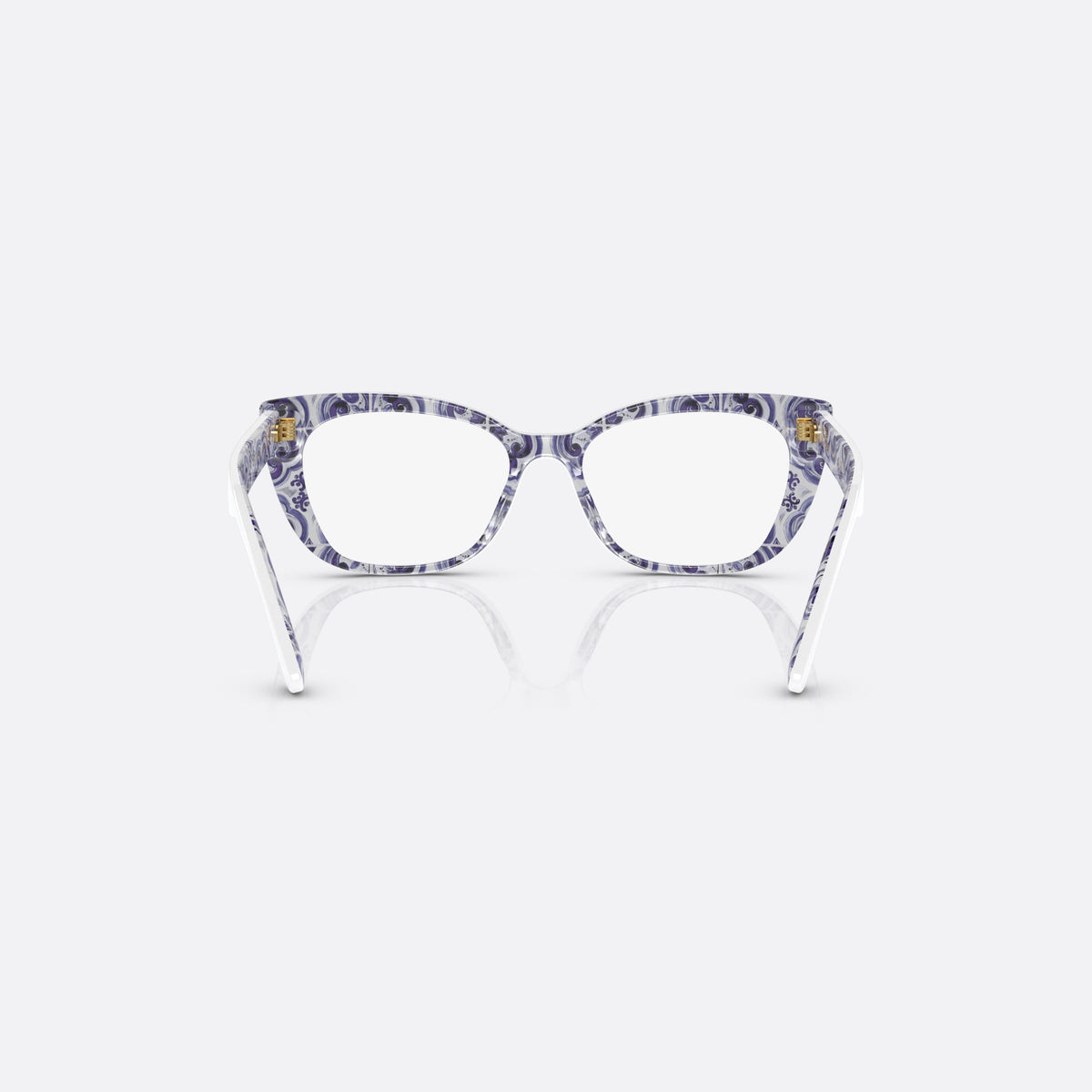 Dolce & Gabbana DX3357 3371 eyeglasses, white cat eye frame for kids, plain integrated bridge, brand lettering on temples, back view