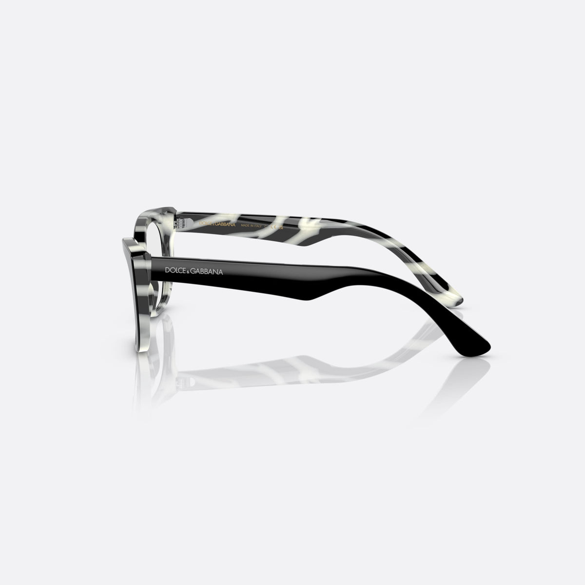 Rame ochelari de vedere Dolce & Gabbana DX3357 3372, cat eye negru, pentru copii, punte integrată simplă, literele brandului pe brațe, vedere laterală