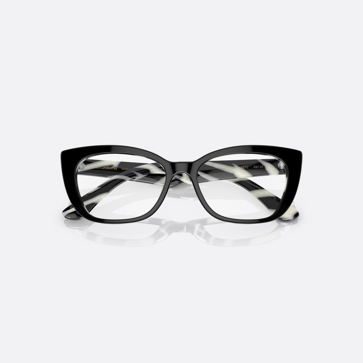 Rame ochelari de vedere Dolce & Gabbana DX3357 3372, cat eye negru, pentru copii, punte integrată simplă, literele brandului pe brațe, cu brațele pliate
