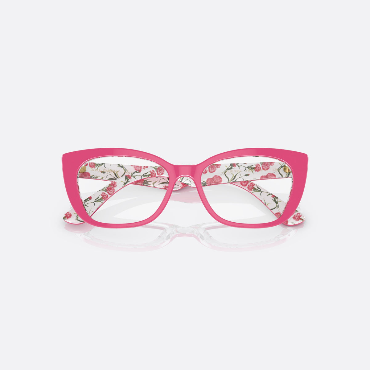 Rame ochelari de vedere Dolce & Gabbana DX3357 3408, cat eye roz, pentru copii, punte simplă, litere ale brandului pe brațe, cu brațele pliate