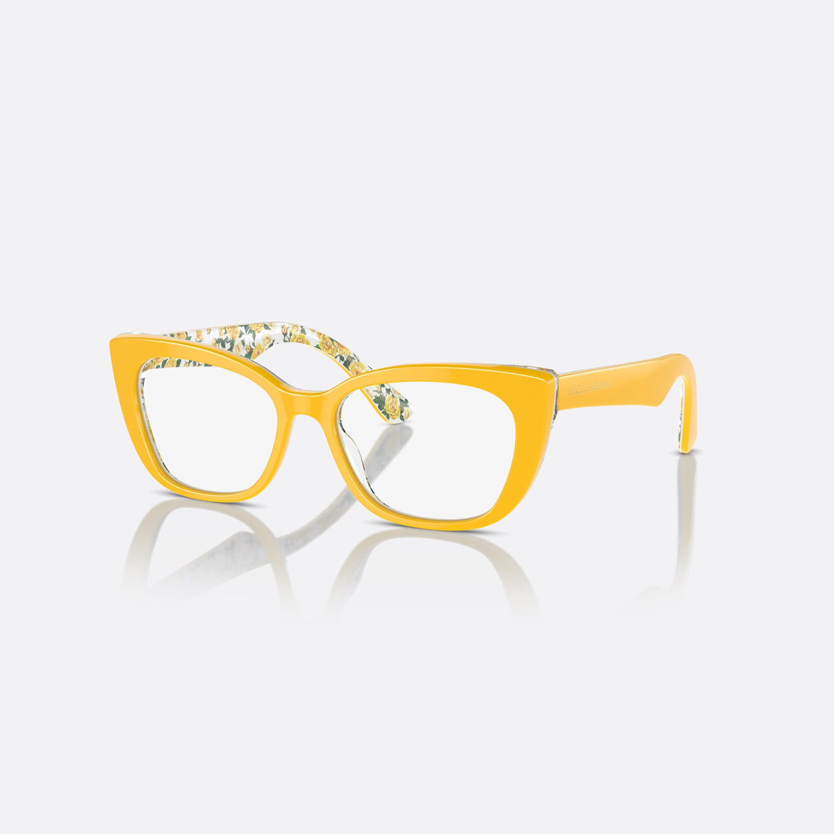Rame ochelari de vedere Dolce & Gabbana DX3357 3443, cat eye galben, pentru copii, punte simplă integrată, literele brandului pe brațe