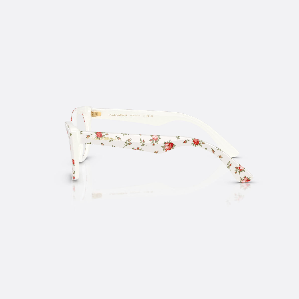 Dolce & Gabbana DX3357 3487 eyeglasses, multicolor cat eye frame for kids, plain bridge, brand lettering on temples, full-rim frame, side view