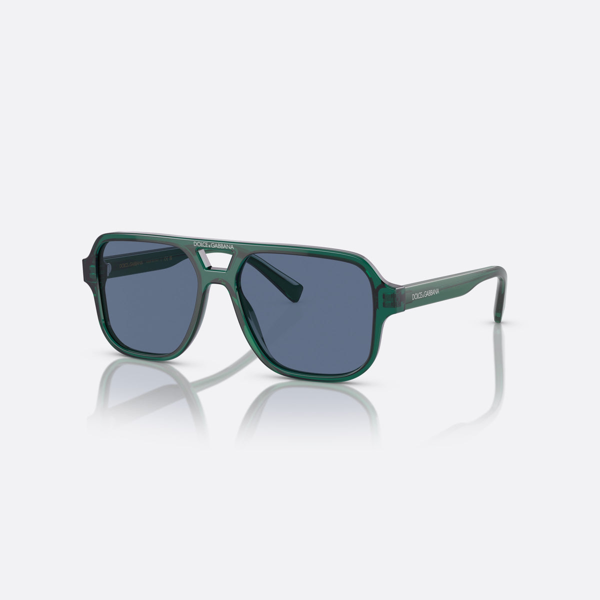 Dolce & Gabbana DX4003 300880 sunglasses, green pilot frame for kids, double bridge with open cutout, slim tapered temples