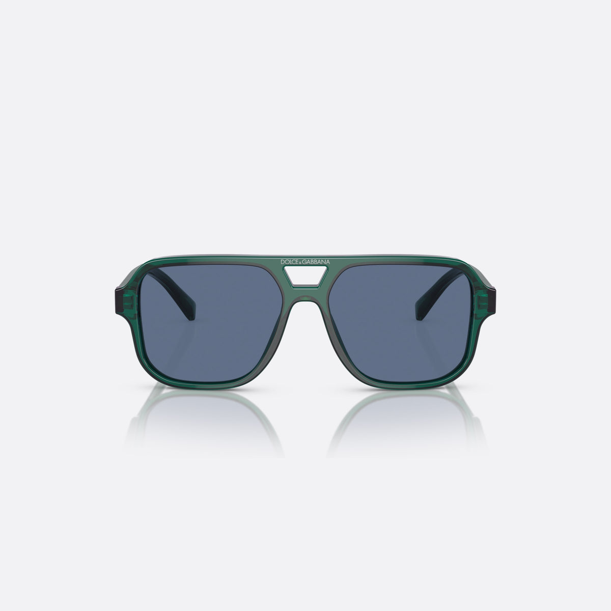 Dolce & Gabbana DX4003 300880 sunglasses, green pilot frame for kids, double bridge with open cutout, slim tapered temples, front view