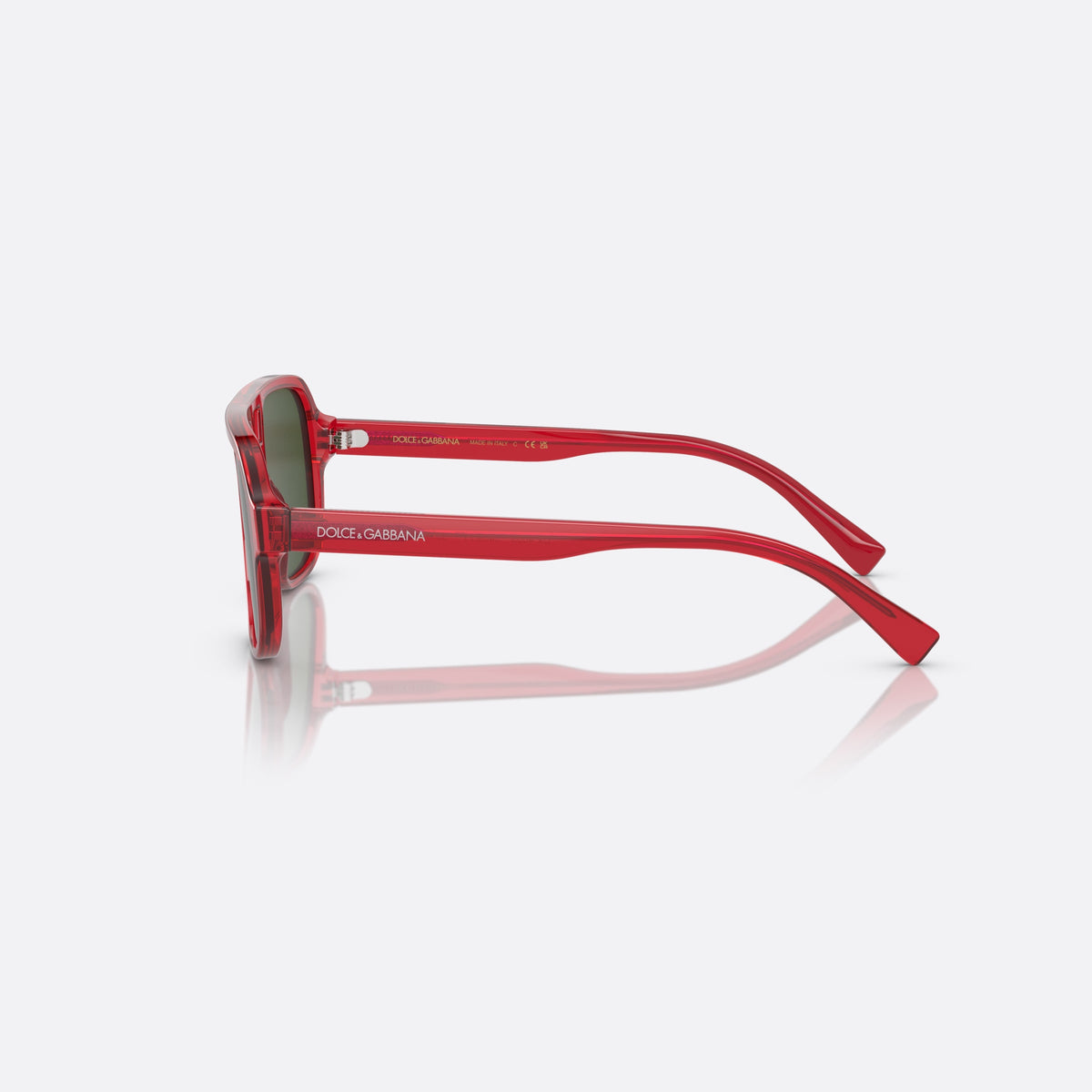Ochelari de soare Dolce & Gabbana DX4003 340971, pilot roșu, pentru copii, punte dublă cu centru deschis, ramă completă, vedere laterală