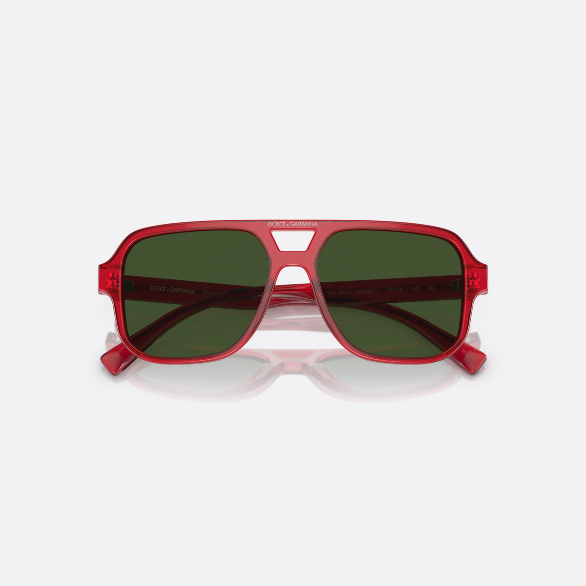 Ochelari de soare Dolce & Gabbana DX4003 340971, pilot roșu, pentru copii, punte dublă cu centru deschis, ramă completă, cu brațele pliate