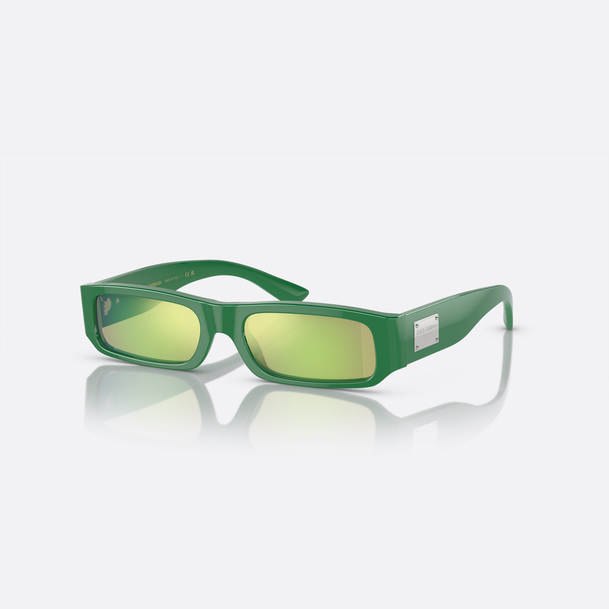 Dolce & Gabbana DX4005 33118N sunglasses, green rectangle frame for kids, plain bridge, brand logo plaque on temple