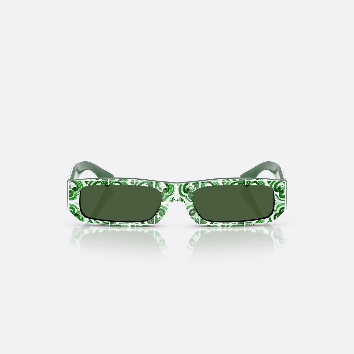 Ochelari de soare Dolce & Gabbana DX4005 343671, rectangulari verde, pentru copii, punte simplă, placă pe braț, brațe subțiri, conice, vedere din față