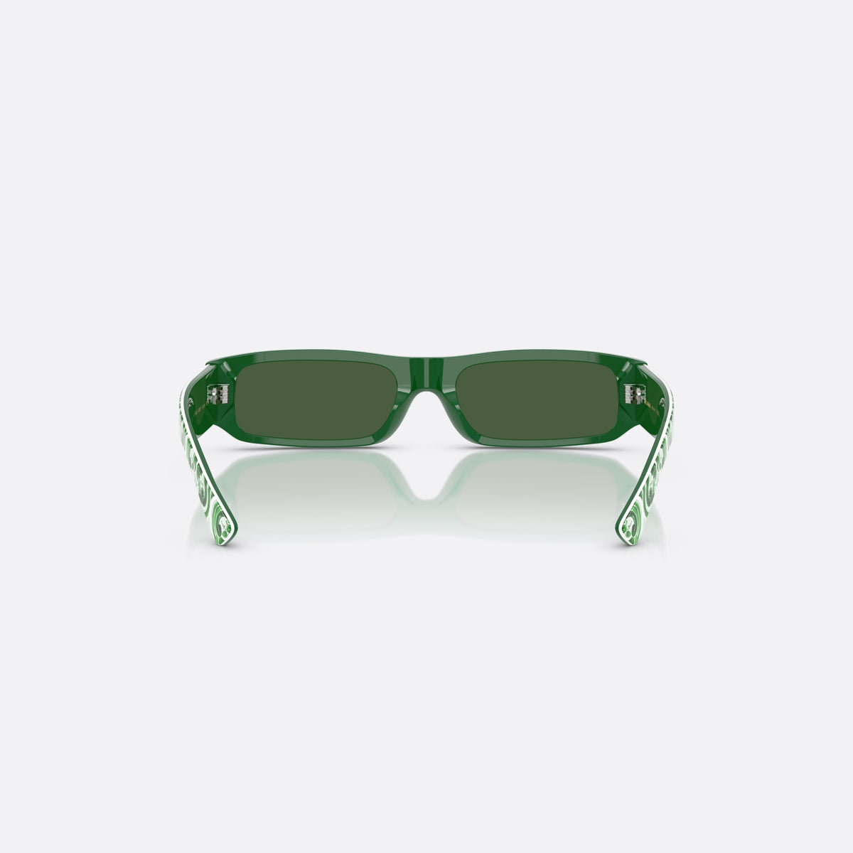 Ochelari de soare Dolce & Gabbana DX4005 343671, rectangulari verde, pentru copii, punte simplă, placă pe braț, brațe subțiri, conice, vedere din spate