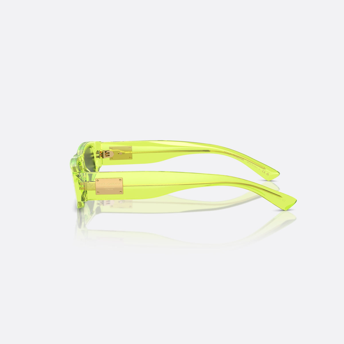 Dolce & Gabbana DX4005 344171 sunglasses, green rectangle frame for kids, plain bridge, brand plaque on temple, wide tapered temples, side view
