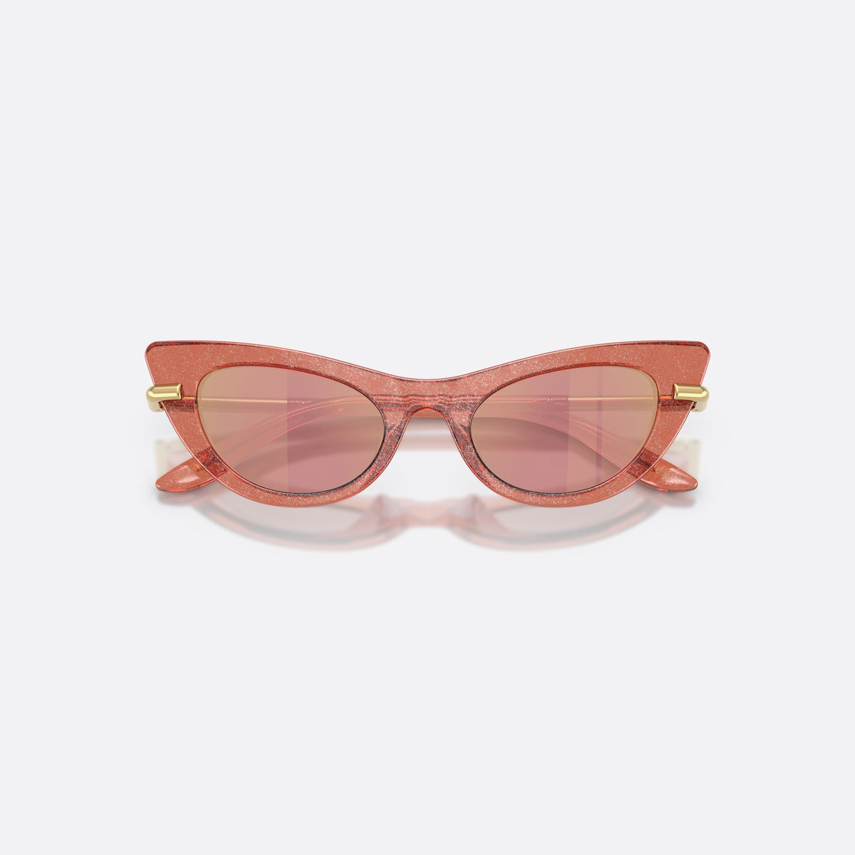 Dolce & Gabbana DX4008 3104/Z sunglasses, pink cat eye frame for kids, plain bridge, brand lettering on temples, full-rim frame, folded