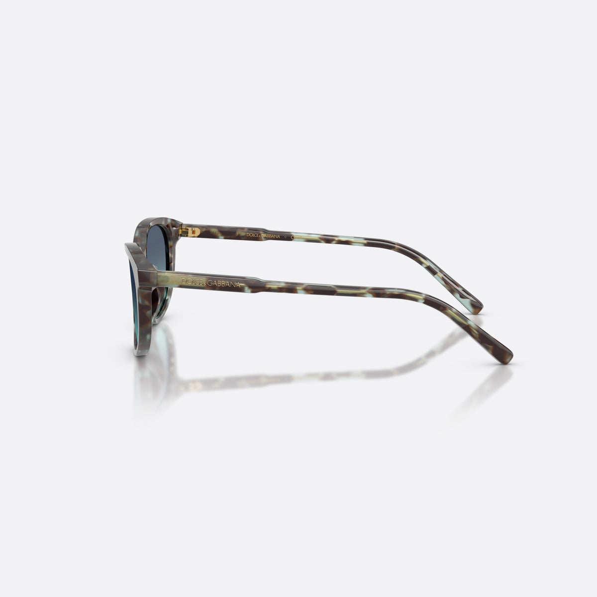 Dolce & Gabbana DX4010 34434S sunglasses, blue cat eye frame for kids, plain bridge, brand lettering on temples, full-rim frame, side view