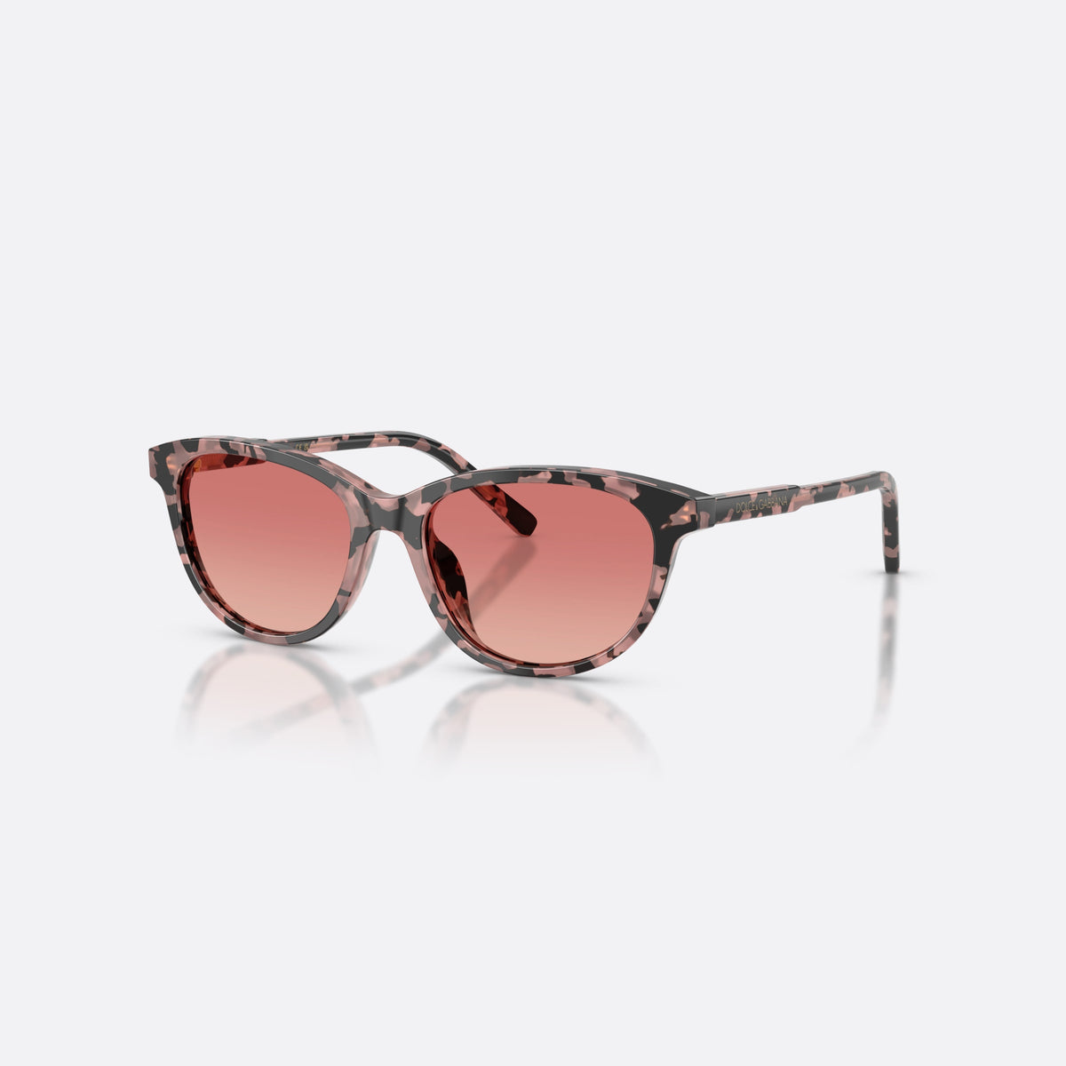 Dolce & Gabbana DX4010 3476A5 sunglasses, havana cat eye frame for kids, plain bridge, brand lettering on temples, full-rim frame