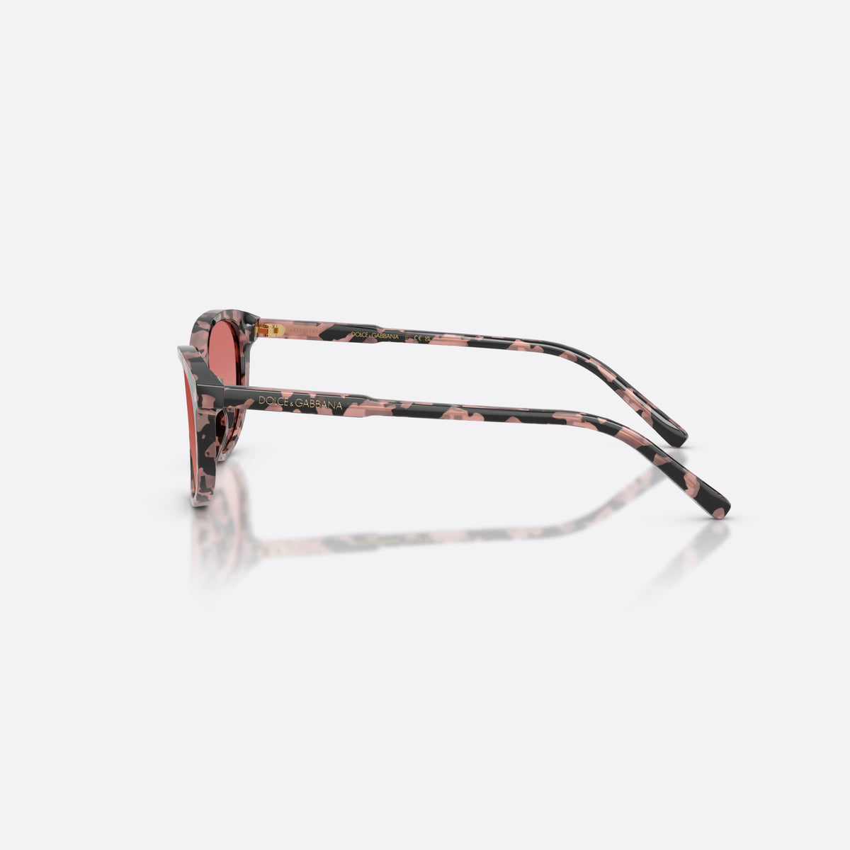 Dolce & Gabbana DX4010 3476A5 sunglasses, havana cat eye frame for kids, plain bridge, brand lettering on temples, full-rim frame, side view