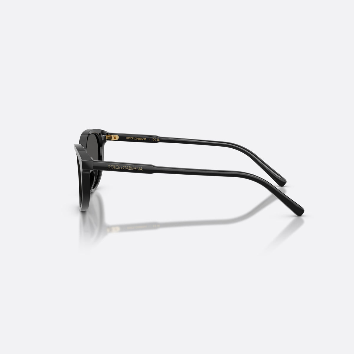 Ochelari de soare Dolce & Gabbana DX4010 501/87, cat eye negru, pentru copii, punte simplă, literele brandului pe brațe, ramă completă, vedere laterală